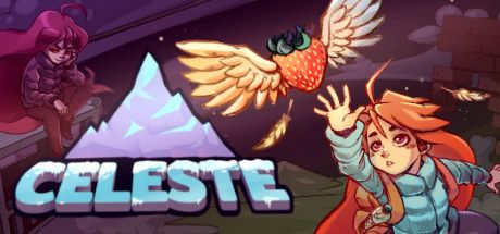 Arte gráfico de Celeste con la protagonista intentando alcanzar una fresa con alas