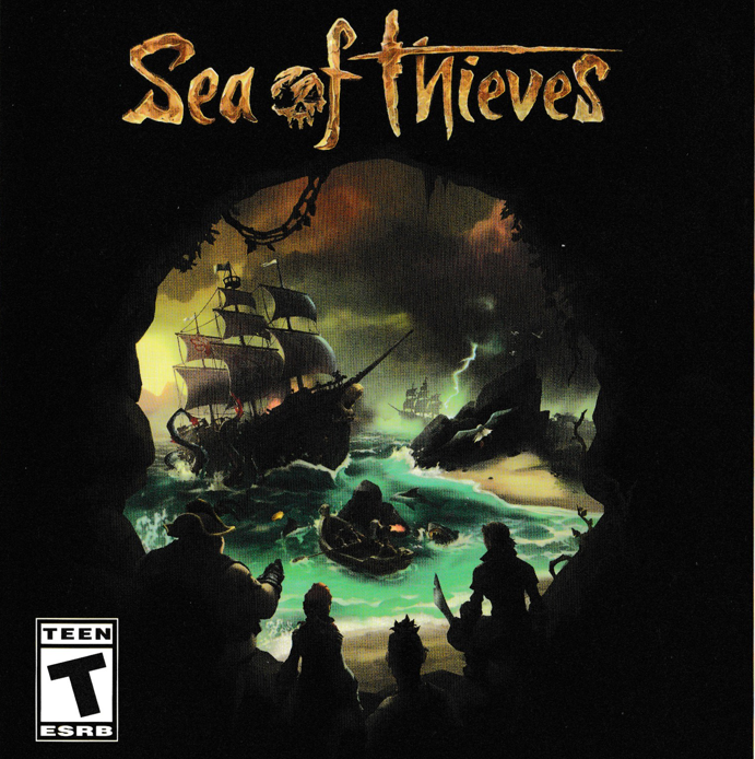 Carátula del juego con el texto y la siluta de una calavera que incluye barcos y piratas